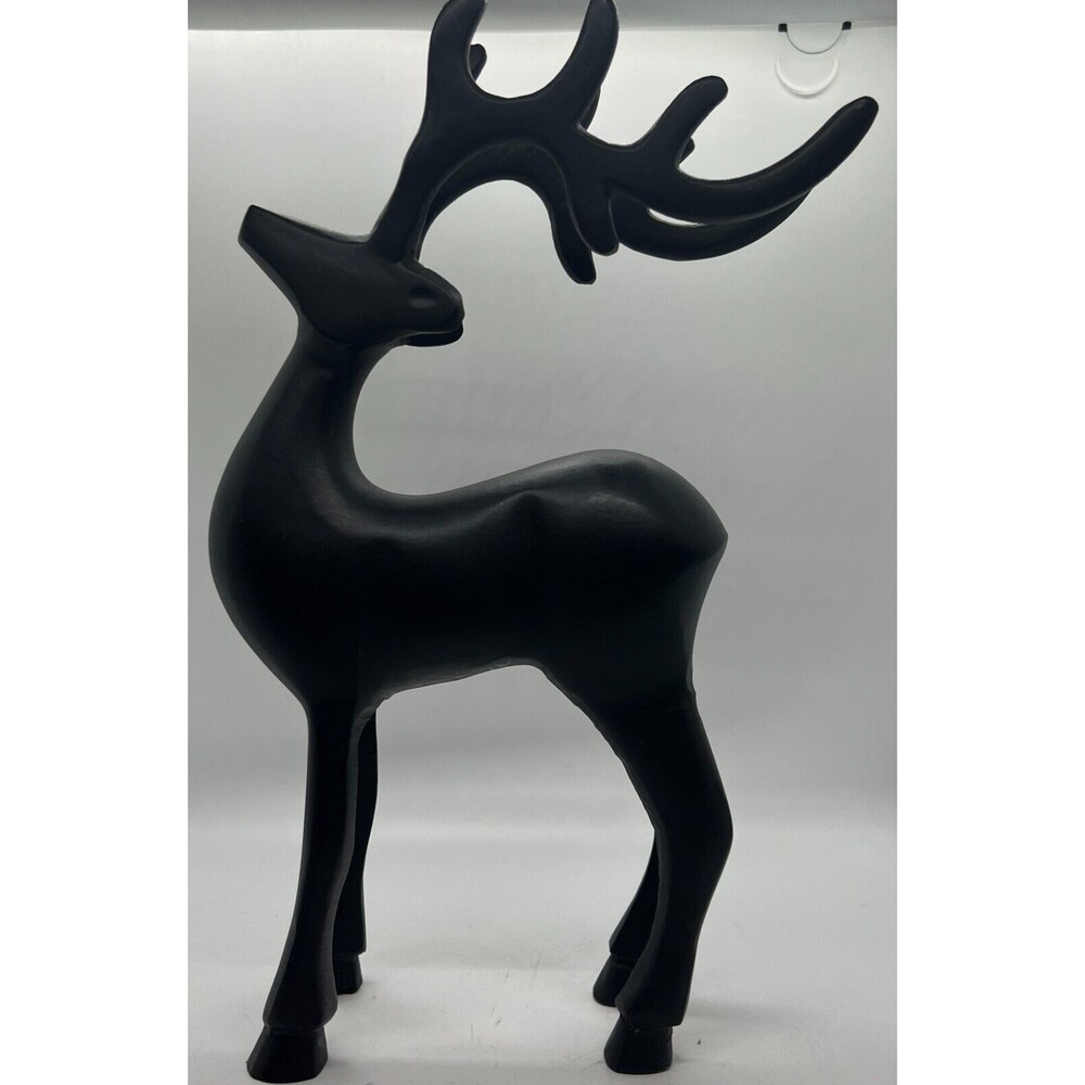 Vintage Deer Buck Heavy Metal Reindeer christmas black 12" tall decor matte